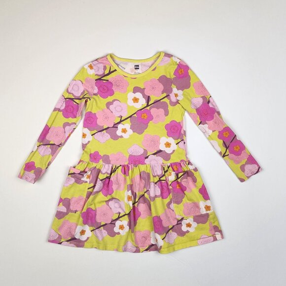 Tea Collection Long Sleeve Pocket Dress in Cherry Blossoms sz 5 - Picture 1 of 11